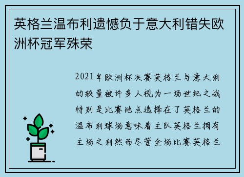 英格兰温布利遗憾负于意大利错失欧洲杯冠军殊荣 英格兰温布利遗憾负于意大利错失欧洲杯冠军殊荣